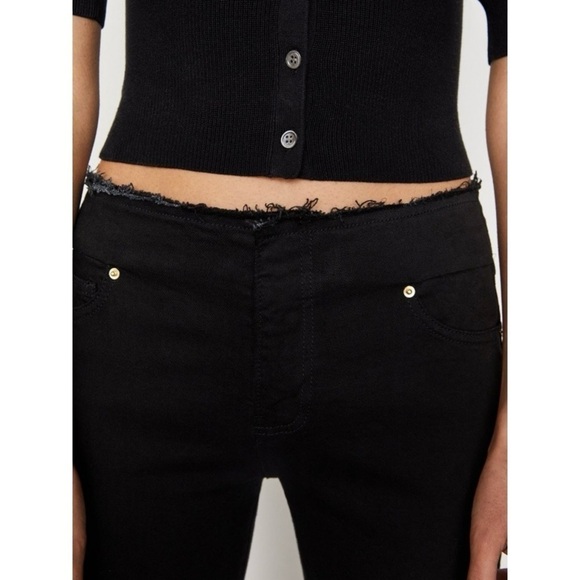 FRAME Le Pixie Cutoff Waist Slit Hem Mini Boot Jeans Film Noir Size 25 - Picture 4 of 11